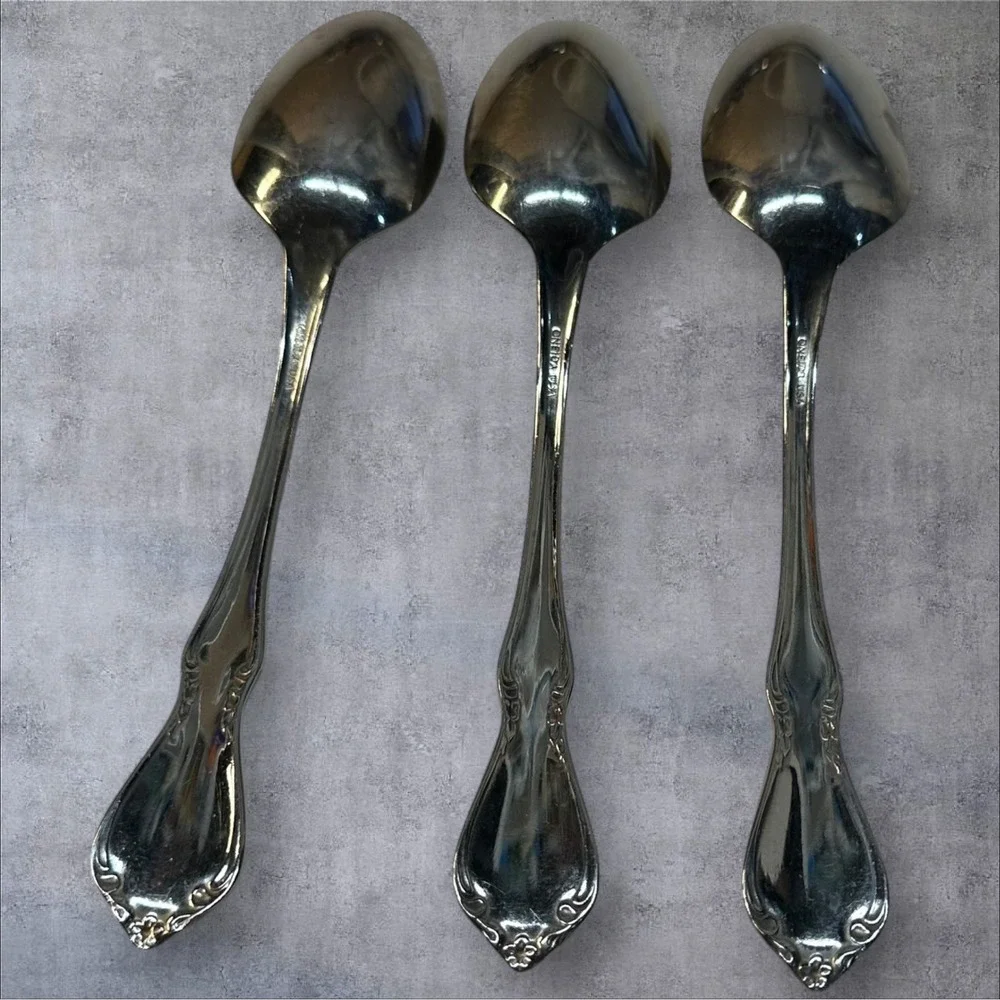 3 Oneida Oneidacraft CHATEAU Teaspoons Stainless Deluxe Flatware‎ Silverware