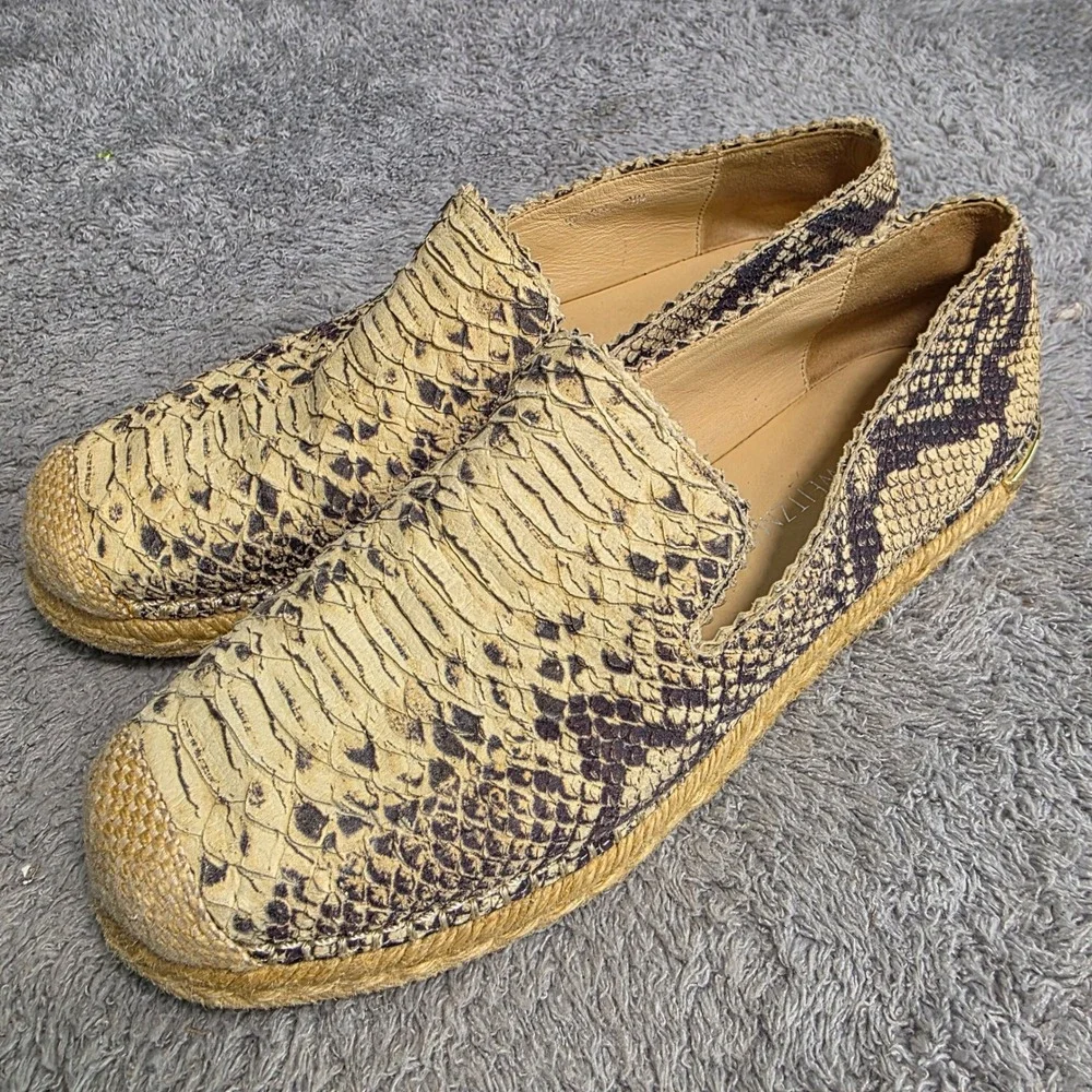 Stuart Weitzman‎ Espadrille Loafer Snakeskin Embossed Leather Women 7.5 M