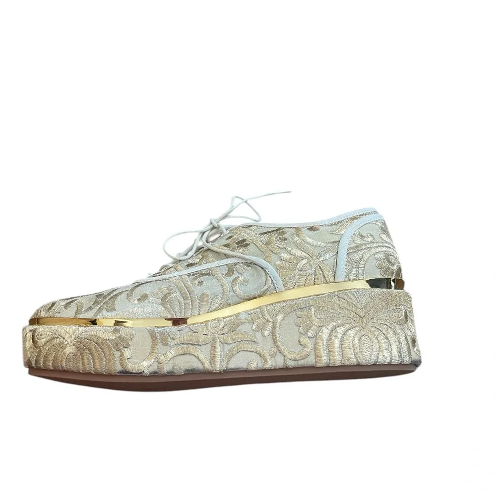 Tory Burch Arden Platform Oxford Embroidered Shoes