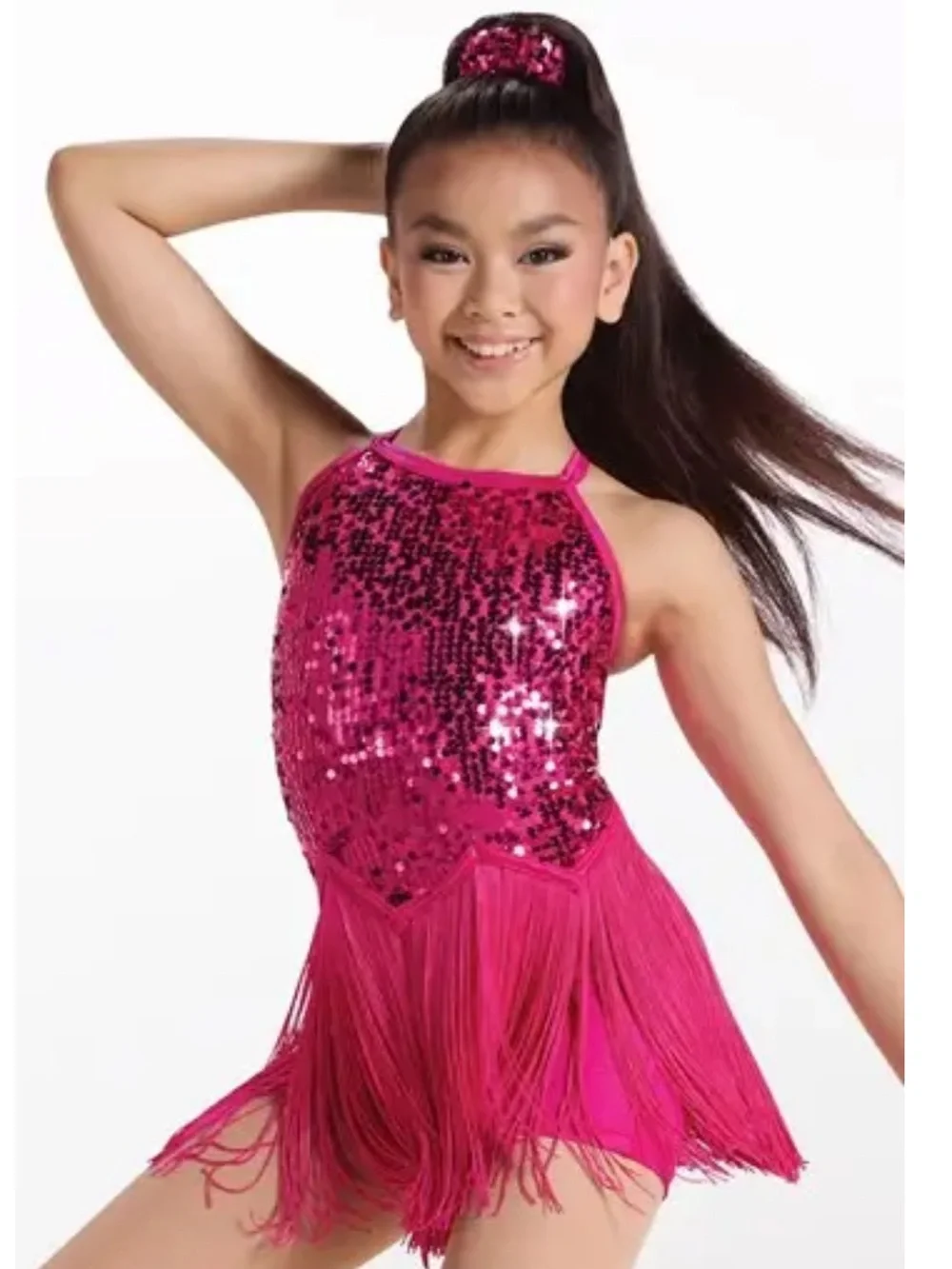 Weissman Showtime “Azizam” 18919 Dance Costume IC Pink Sequin Fringe