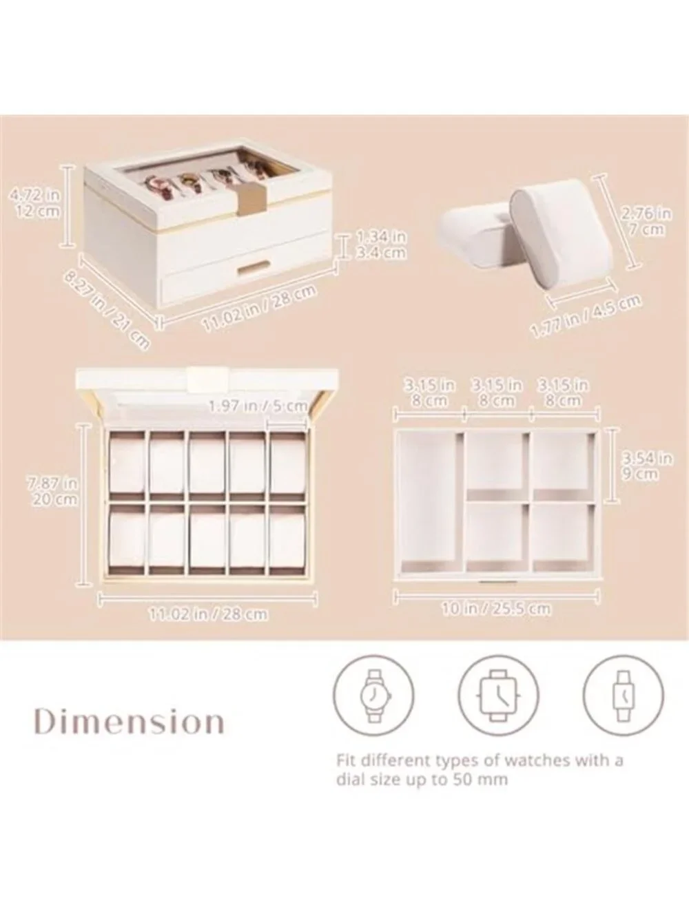 Watch Case for Women, Valentine Gifts, 10 Slot Watch Display Case