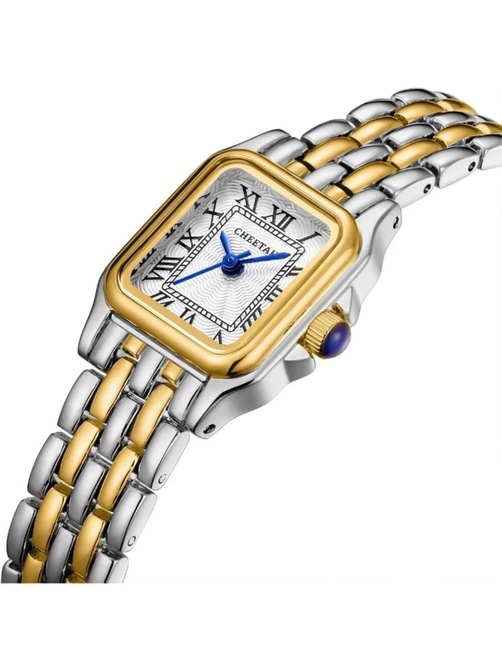Chic Cheetah Print Gold Watch for Women, Vintage Bracelet, Rectangular Roman