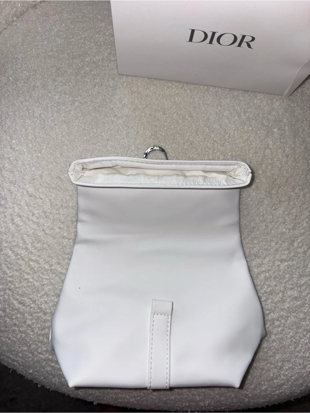 Dior White Leather Fold-Over Clutch ,Le Bane hand cream-jadore mini perfume