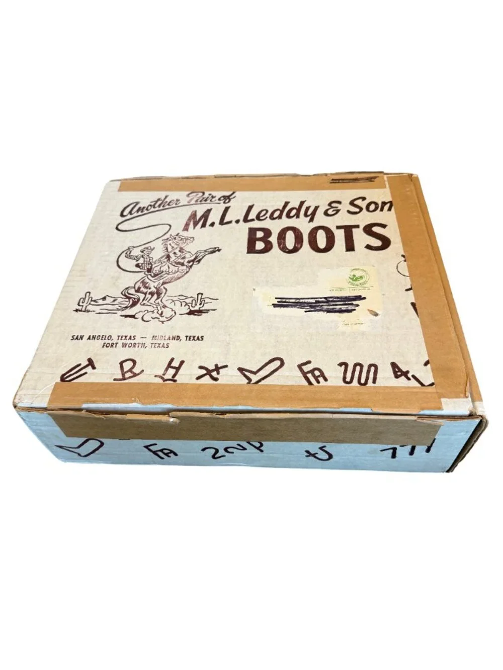 M.L. Leddy & Sons Tan Leather Handmade Western Cowboy Boots Rodeo Size 7 Women's