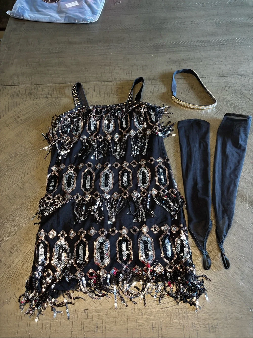 Weissman Black Sequined dance dress Dress with Beaded Accents