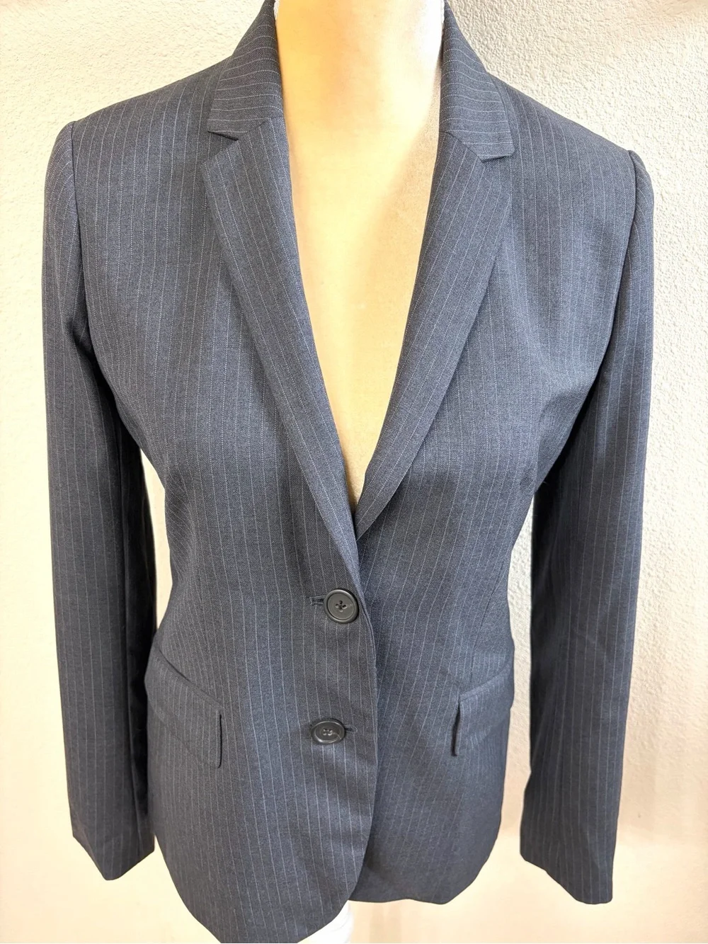 J. Crew Super 120s Audrey Two-Button Blazer in Gray Pinstripe Wool 4