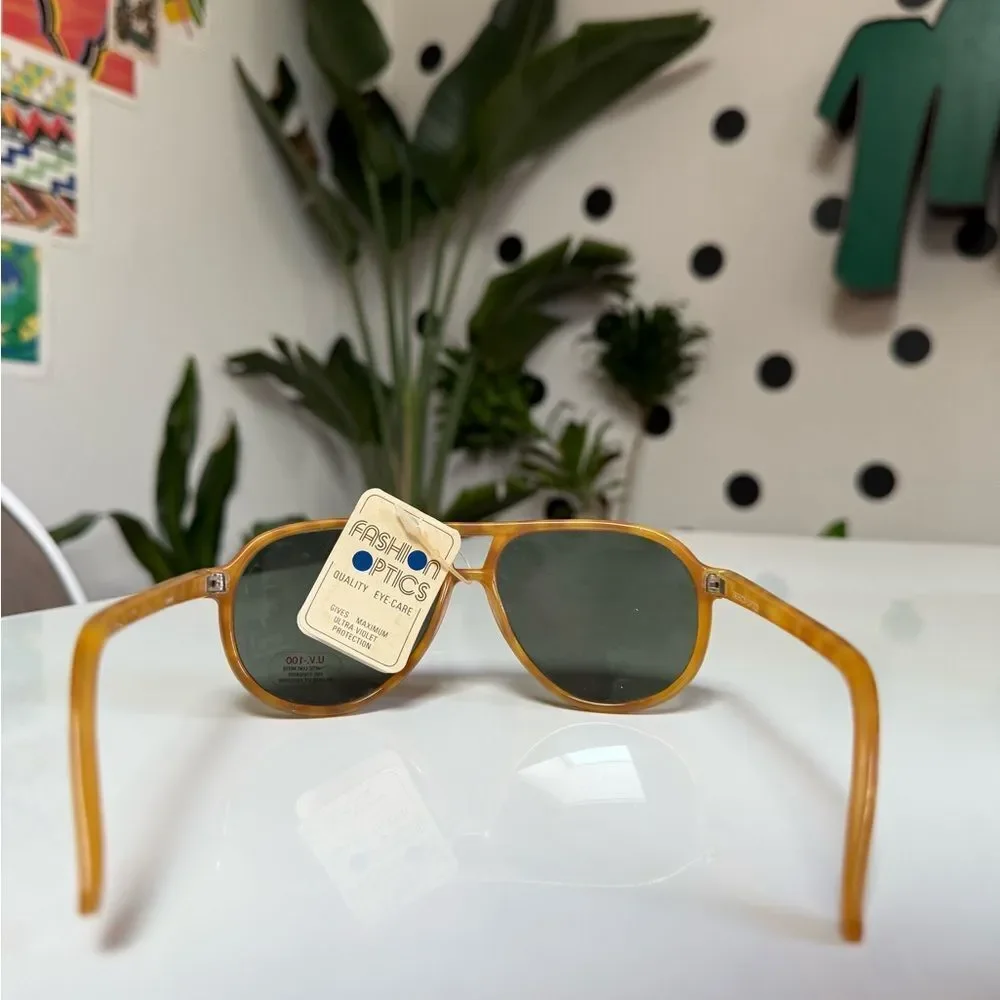 Men’s NWT Vintage 70s Deadstock Tortoise Shell Grandpa Aviator Driver Sunglasses