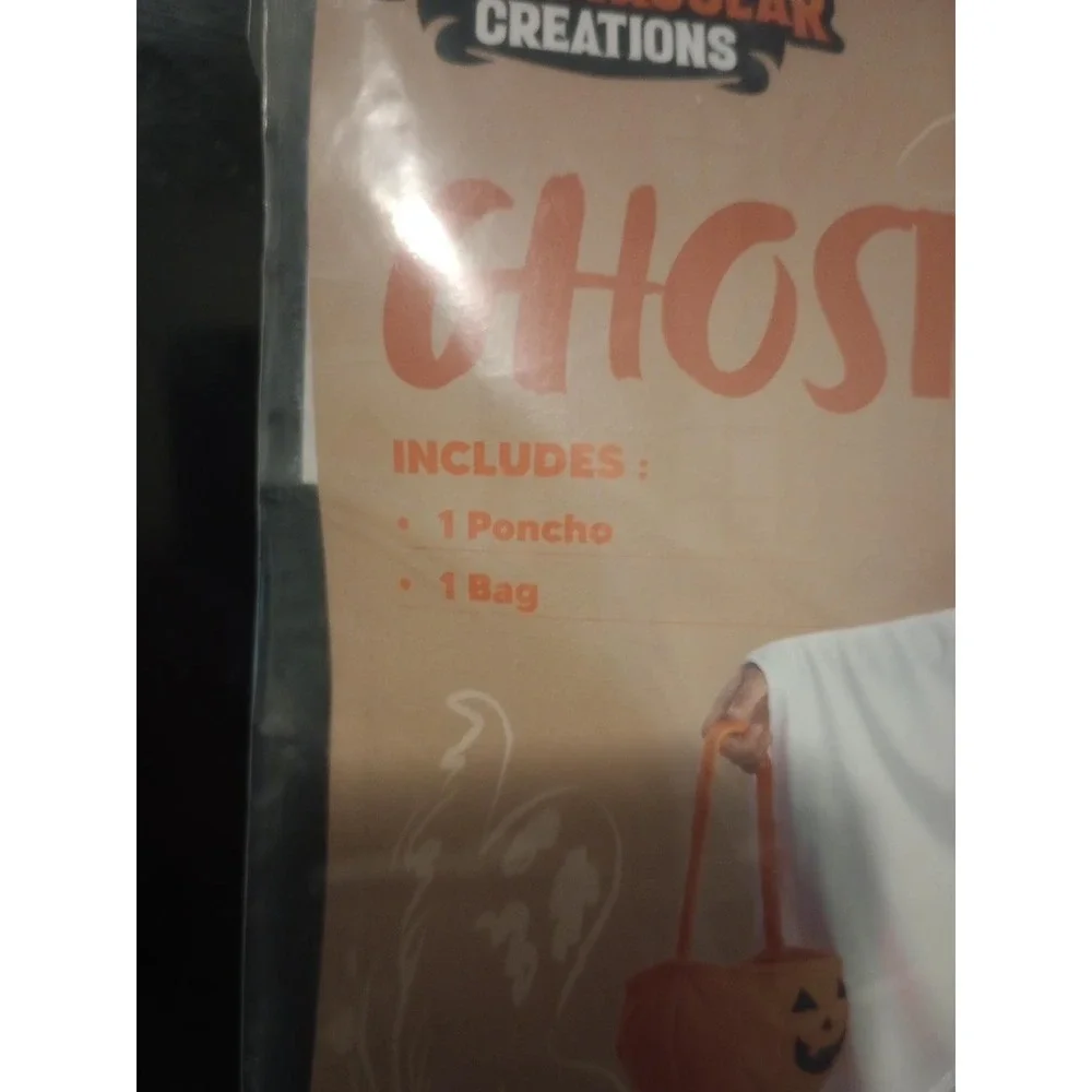 Spooktacular Creations Ghost Costume Toddler 3T 3-4 Years Poncho Bag New
