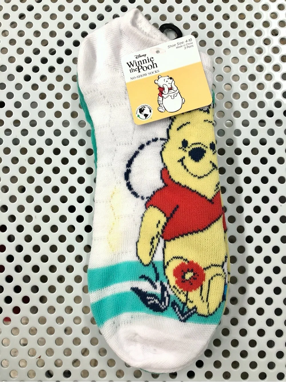 🌶️$5🌶️ NEW DISNEY Winnie the Pooh No-Show Socks 3-Pack Shoe Size 4-10 Women's