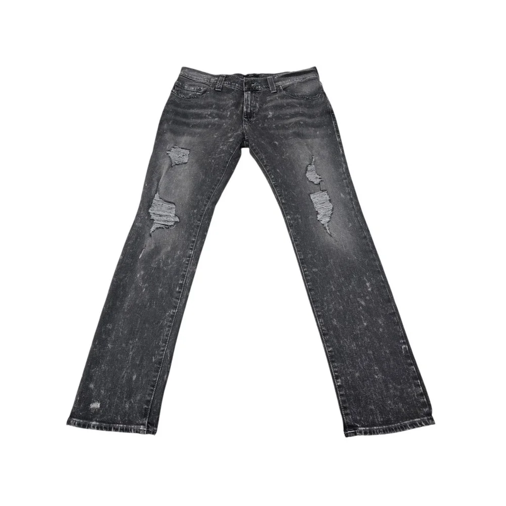 True Religion Rocco Relaxed Skinny‎ Grey Acid Wash Jeans Mens 36 106032 HXER