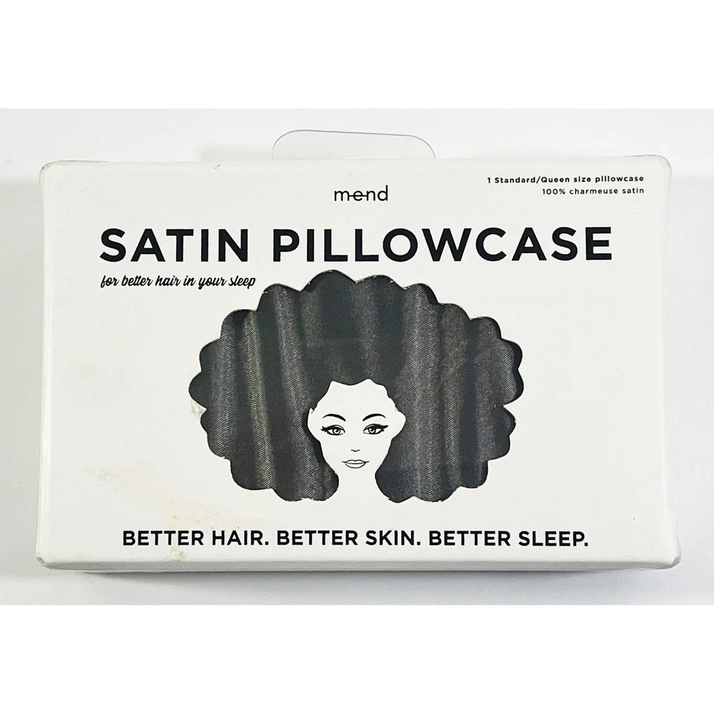 Mend‎ Satin Pillowcase 1 Standard/Queen Size Gray NEW