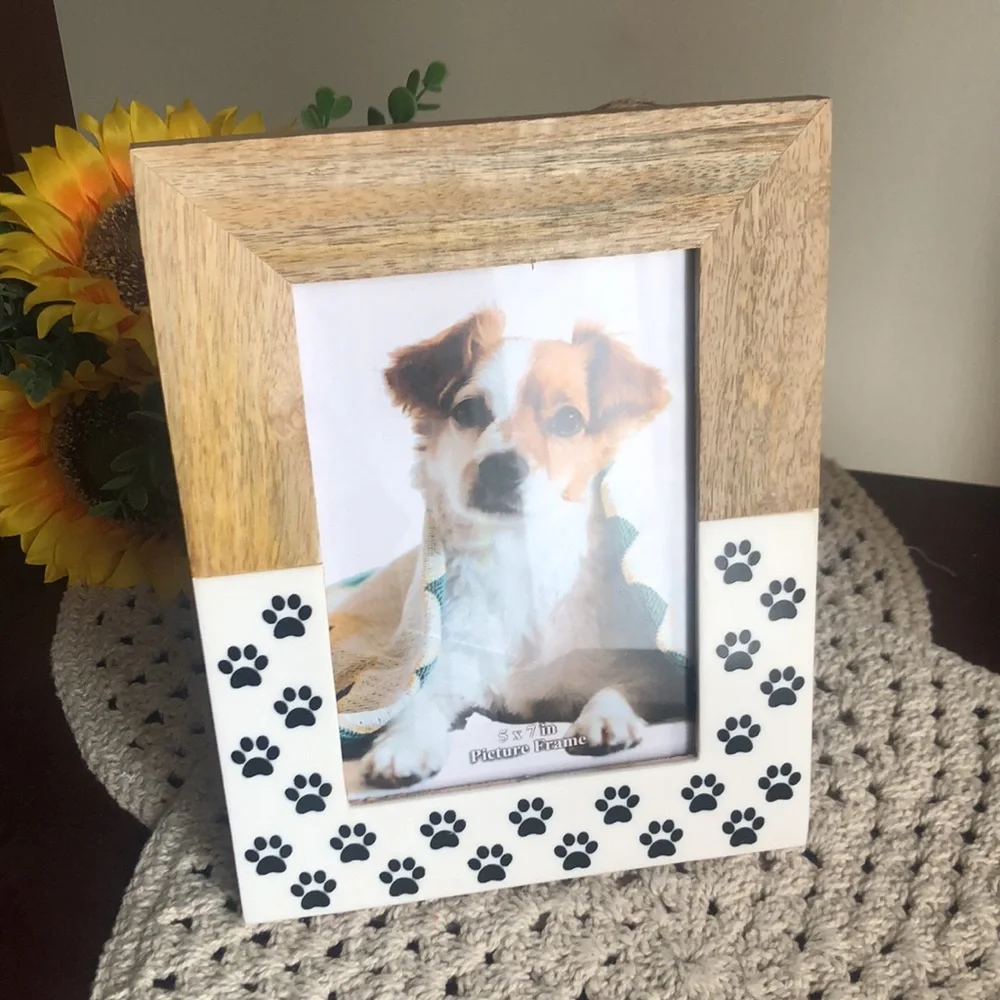 Wooden Picture Frame with Paw Print Design