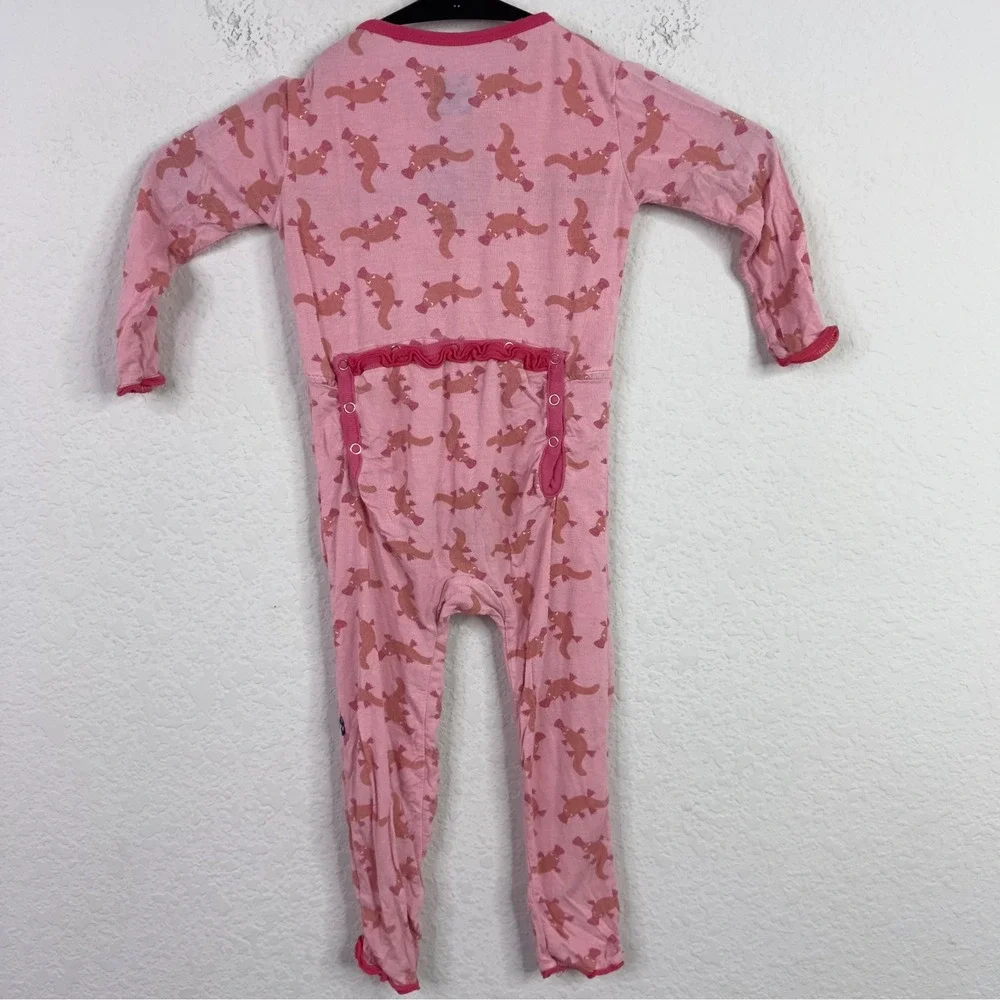 Kickee Pants 2PC Pajama Bundle 18-24M Bamboo Pink Dog Flamingo Sleeper Whimsical