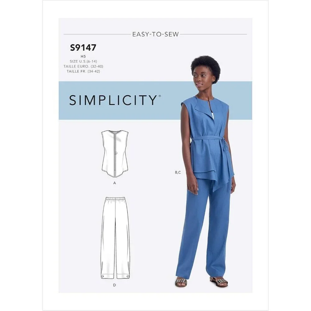 Simplicity S9147 Misses‎ Easy-To-Sew Vest & Pull-On Pants Pattern Sizes 6-14