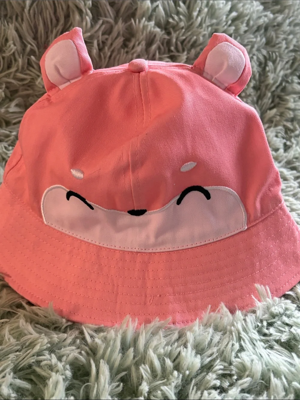 Claire's Pink Fox kids Bucket Hat with Ears cotton poly