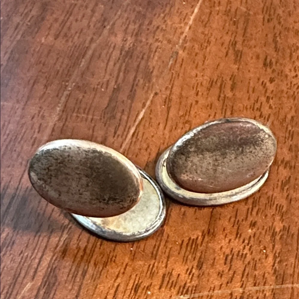 Vintage Etched Brass‎ Oval Cufflinks