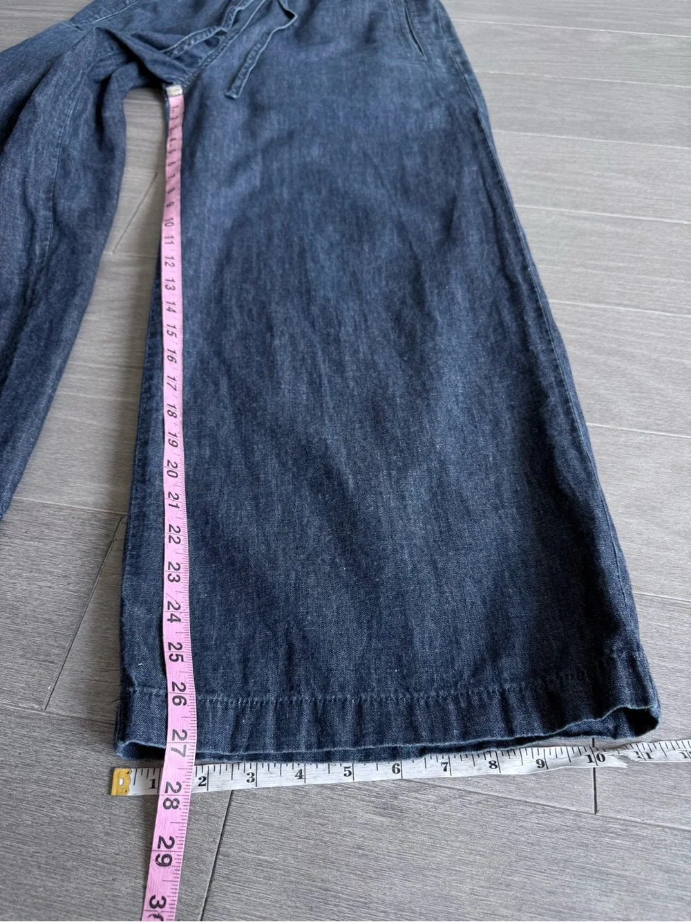 COS DENIM WIDE LEG DRAWSTRING PANTS 6 indigo LINEN BLEND MINIMALIST Casual