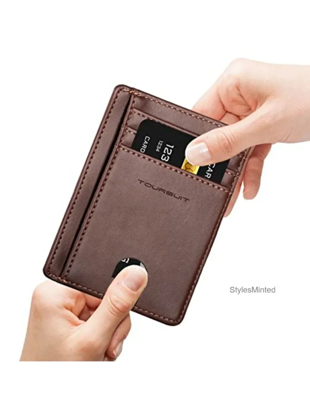 Slim RFID Blocking Wallet with 8 Card Slots, Faux Leather