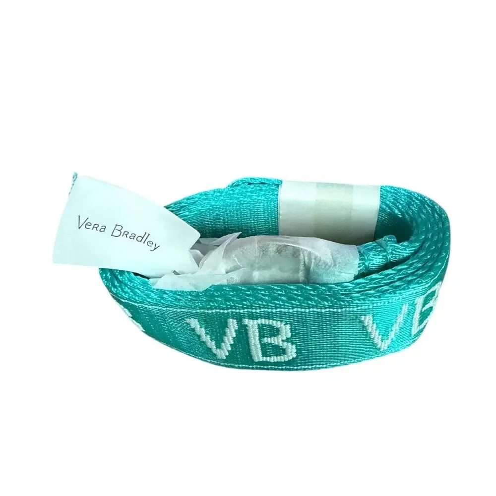 Vera Bradley Aqua Logo Web Belt Turquoise White Woven Women’s NWT Adjustable