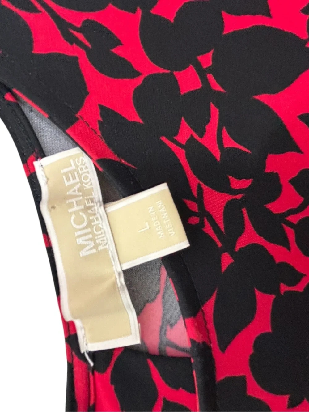 Michael Michael Kors Red & Black Floral Shift Dress - L