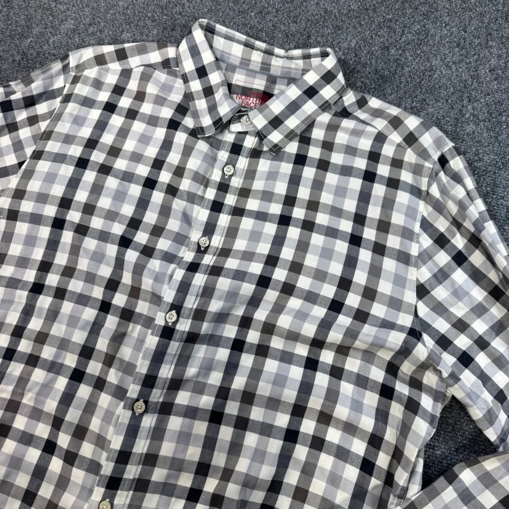 The North Face Mens Grey Black Plaid‎ Long Sleeve Button Down Shirt Large L/G