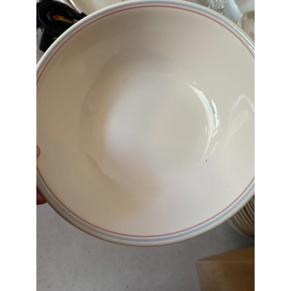Corelle Corning Rosemarie Cereal‎ Bowl 8.5 Inch Pink Blue Stripes Vitrelle USA