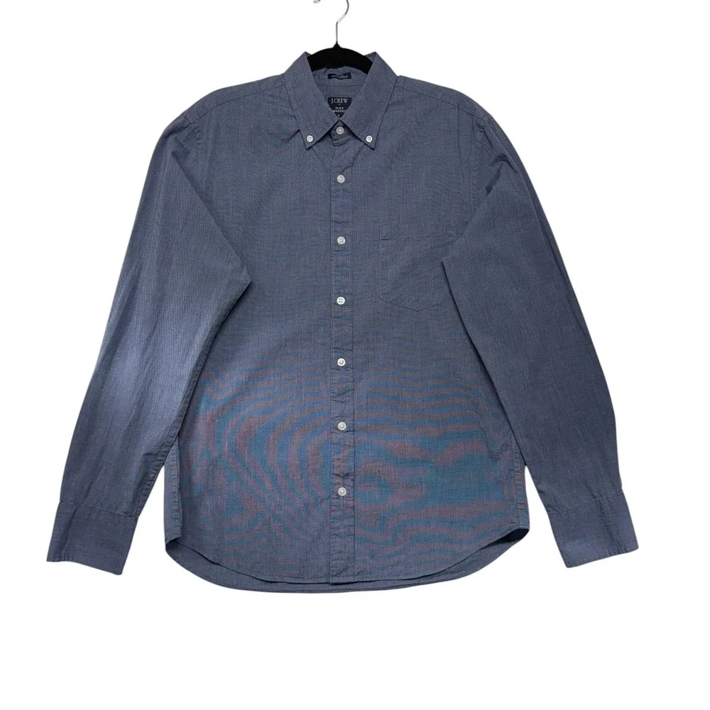 J.Crew Flex Washed Slim Untucked Shirt Mens Small Blue Button Down Long Sleeve
