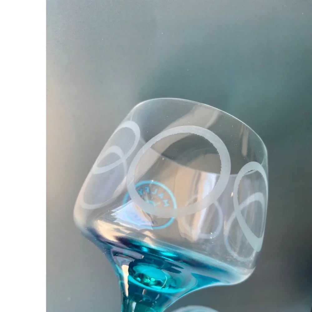 Malfy Gin Italy Copa Glasses Set of 2 Turquoise Blue Balloon Stemware 18 oz