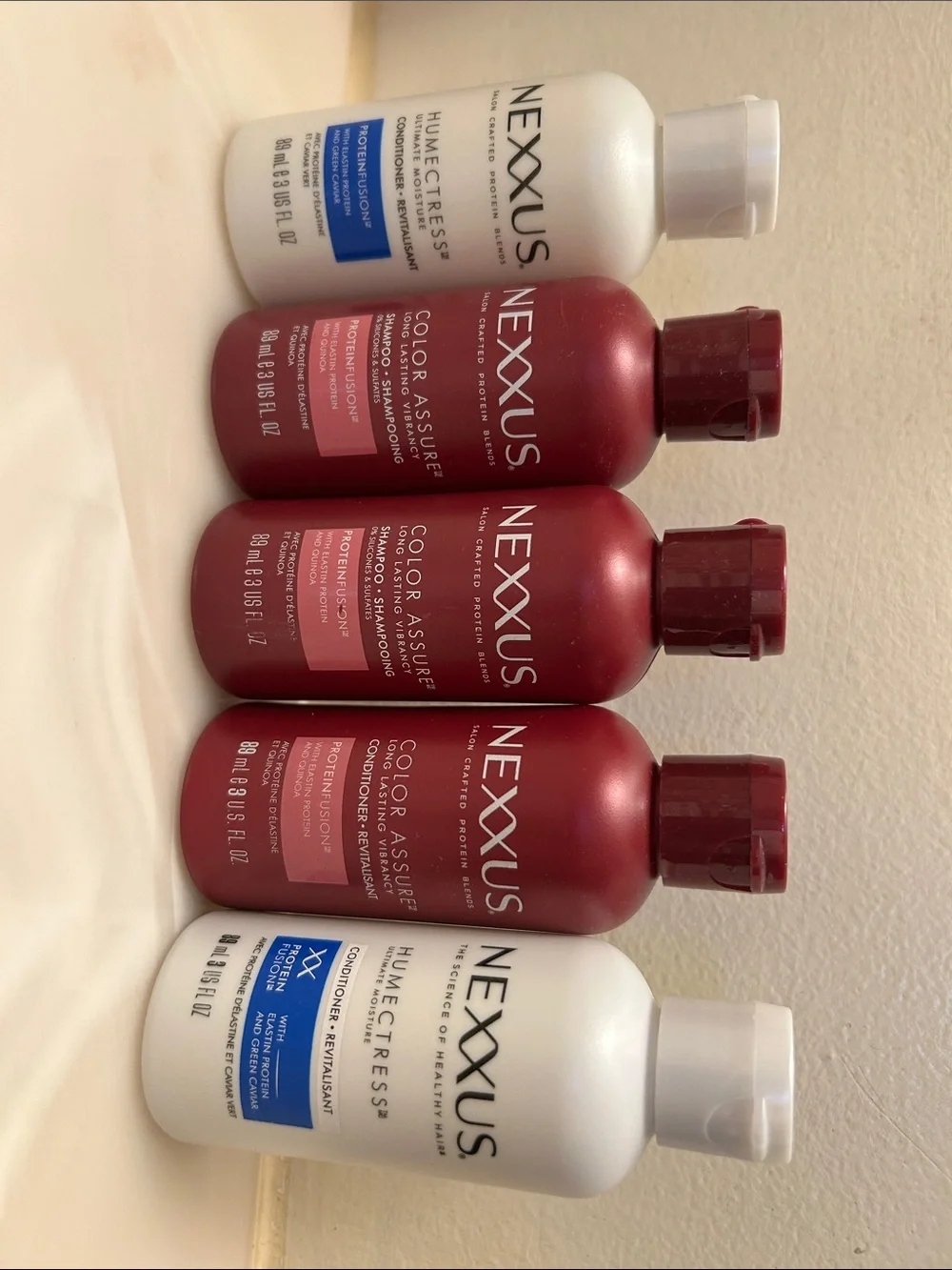 Bundle of 5: Nexxus Color Assure & Humectress Shampoo + Conditioner, 3floz each