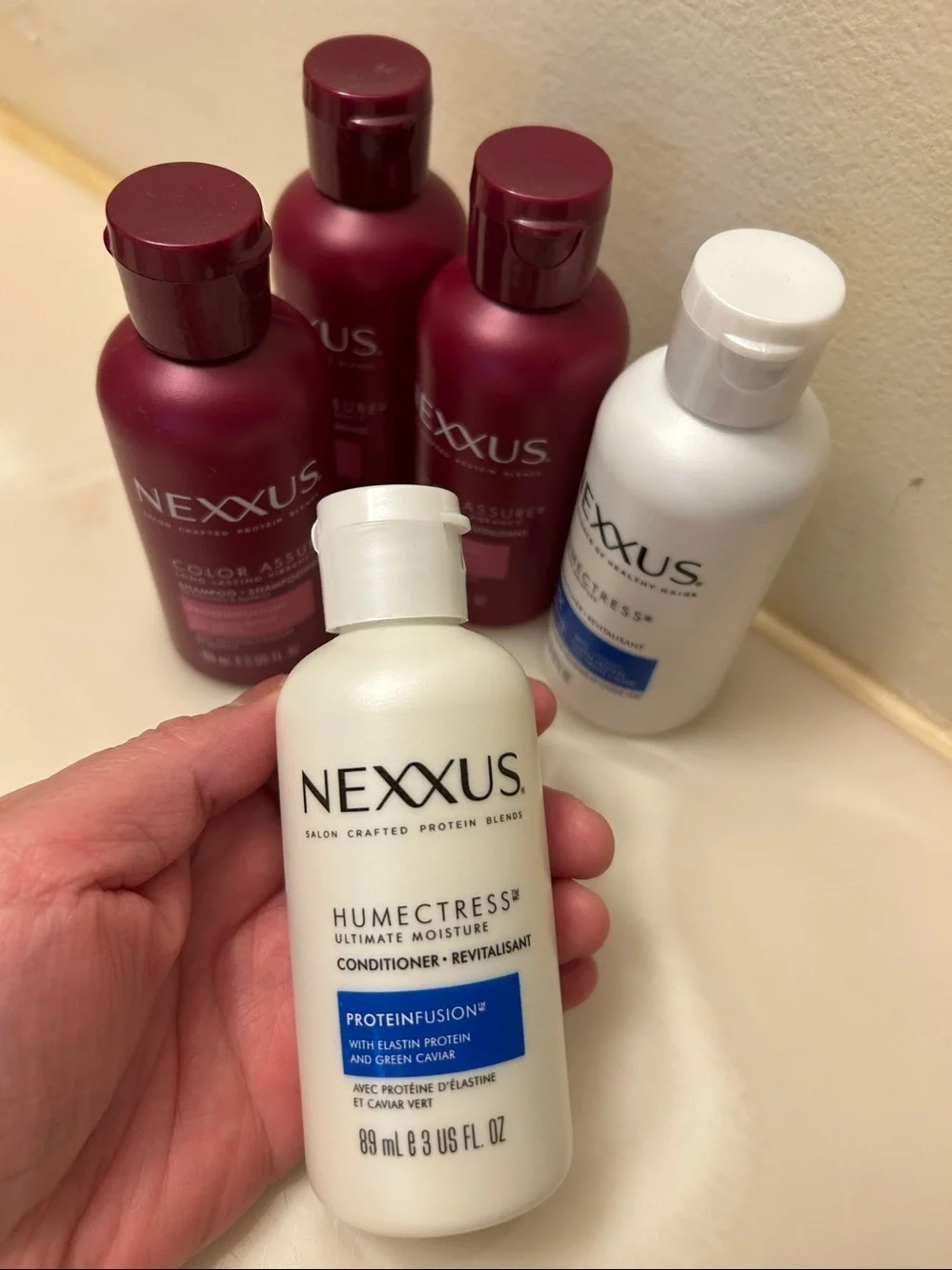 Bundle of 5: Nexxus Color Assure & Humectress Shampoo + Conditioner, 3floz each