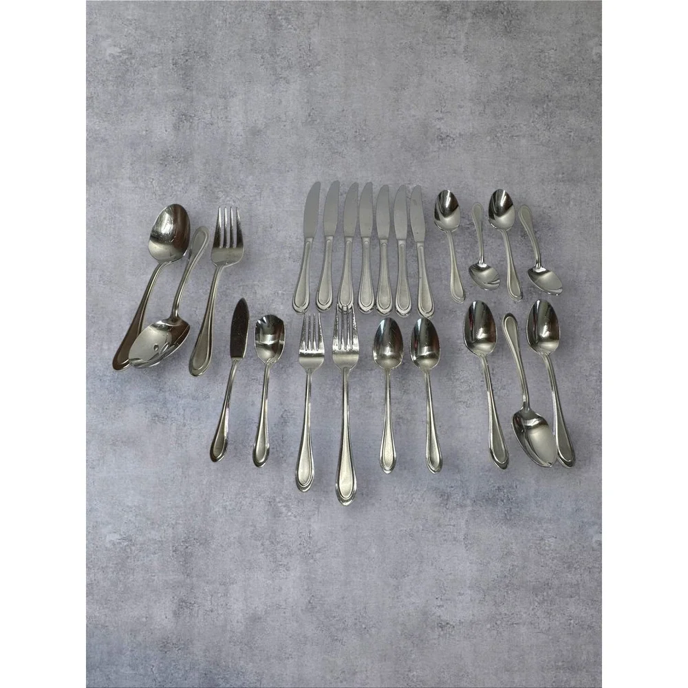 Oneida Flatware Set 23pc Silver Satin Sand Dune 18/10 Stainless