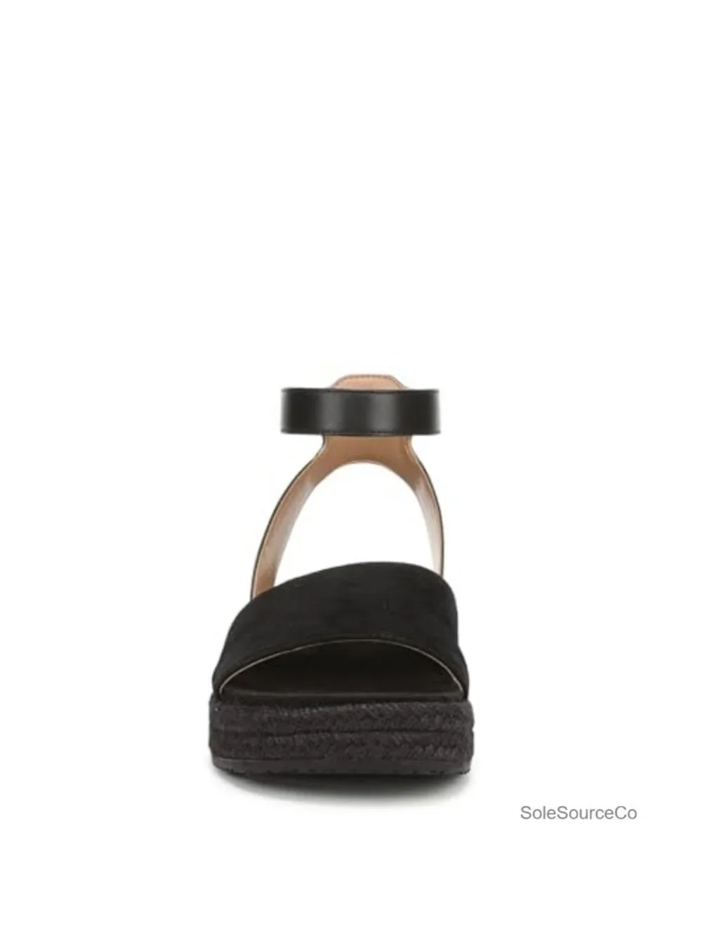 Vionic Yucca Espadrille Wedge Sandals Black Suede Ankle Strap Platform 1.75