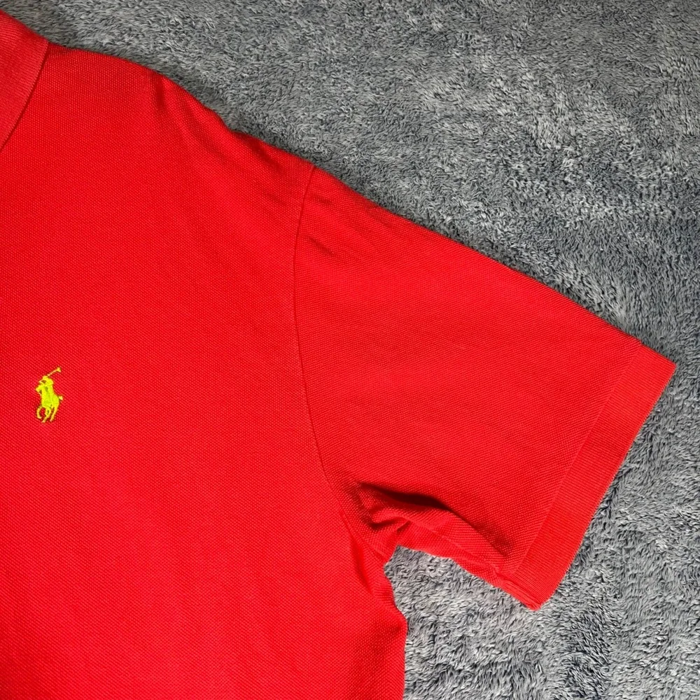 Polo Ralph Lauren Mens Large Red Cotton Pique Short Sleeve Polo Shirt Small Pony