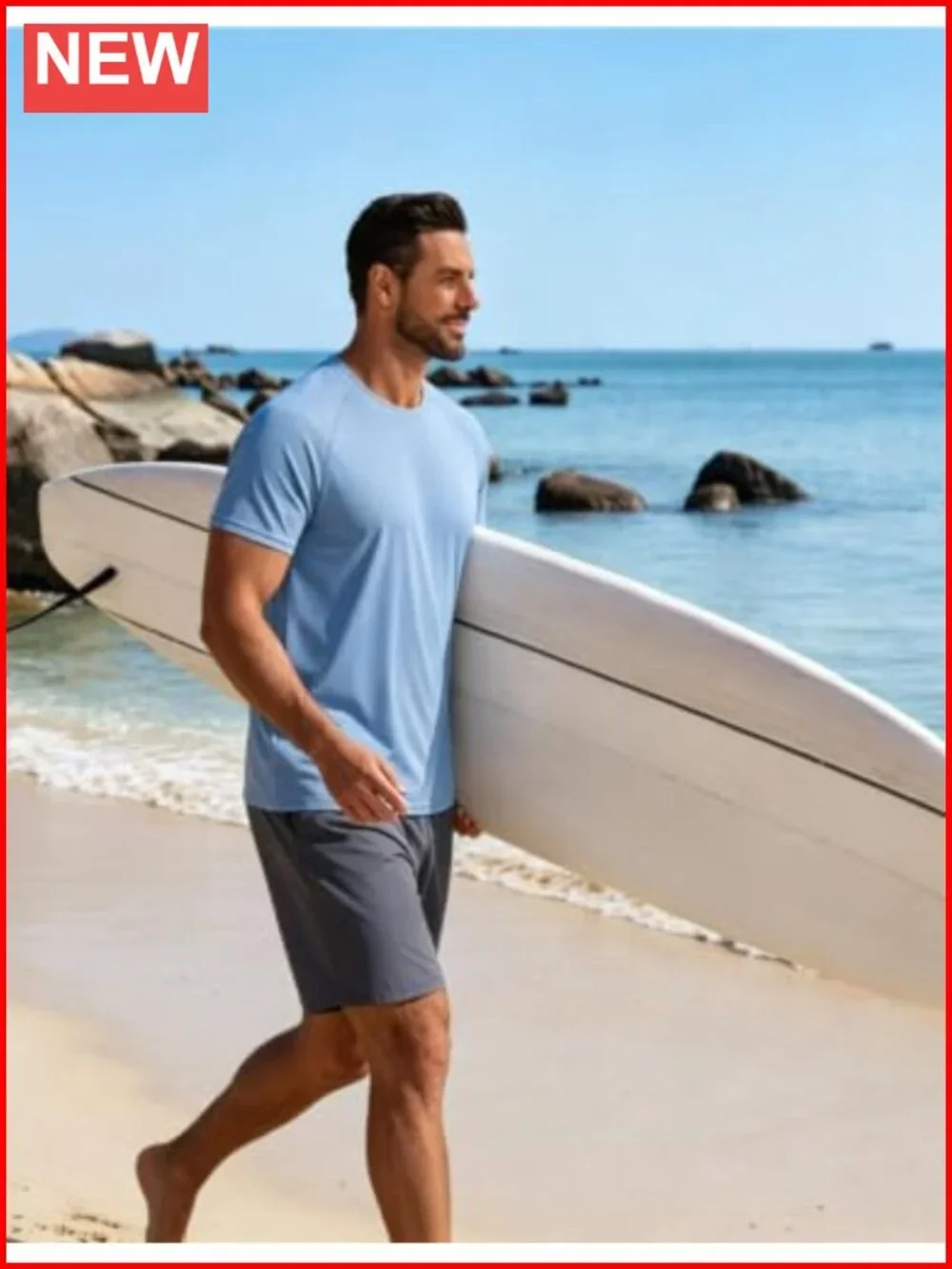 Men's UPF 50+ Quick Dry Rash Guard Sun Shirt Short Sleeve Swim Tee