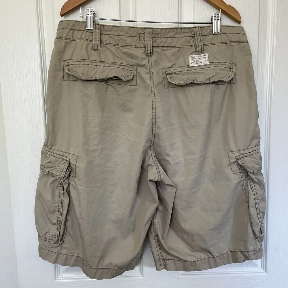 Polo Jeans Co Ralph Lauren Cargo Shorts Mens‎ 36 Khaki TDMK Service 55-TWR