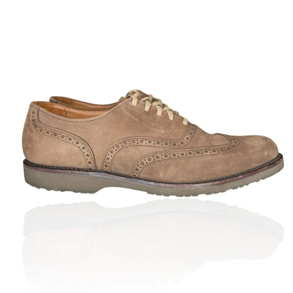 Vintage 90s L.L. Bean Suede Wingtip Oxford Shoes‎ 9B Vibram Sole Made in USA