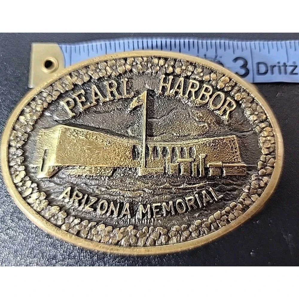 Pearl Harbor Arizona Memorial Belt Buckle Brass # RC‎ Vtg Heritage Mint BM 0414