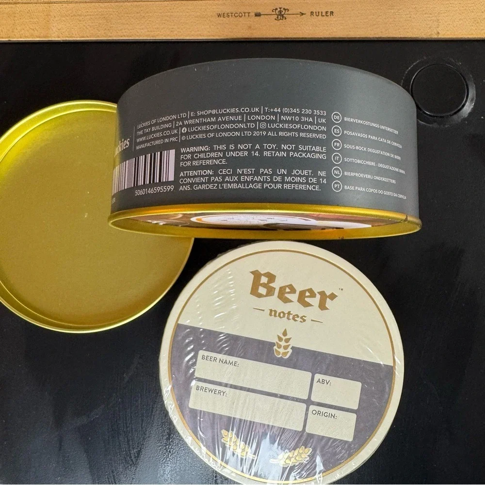 Luckies of London Beer Notes Personalizable Beer Mat Tasting Coasters in‎ Tin