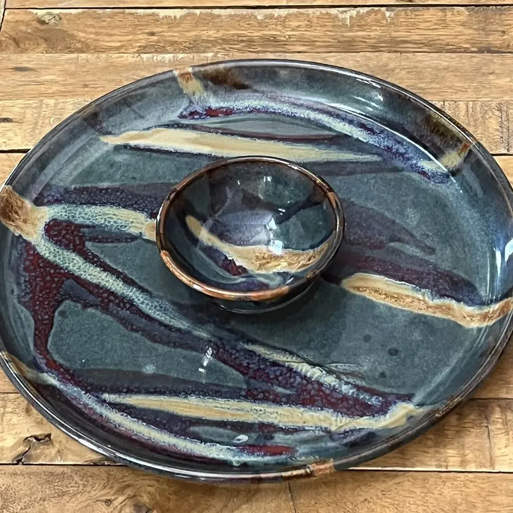 Art Studio Pottery Fairhaven Ceramic Chip Dip Platter 13