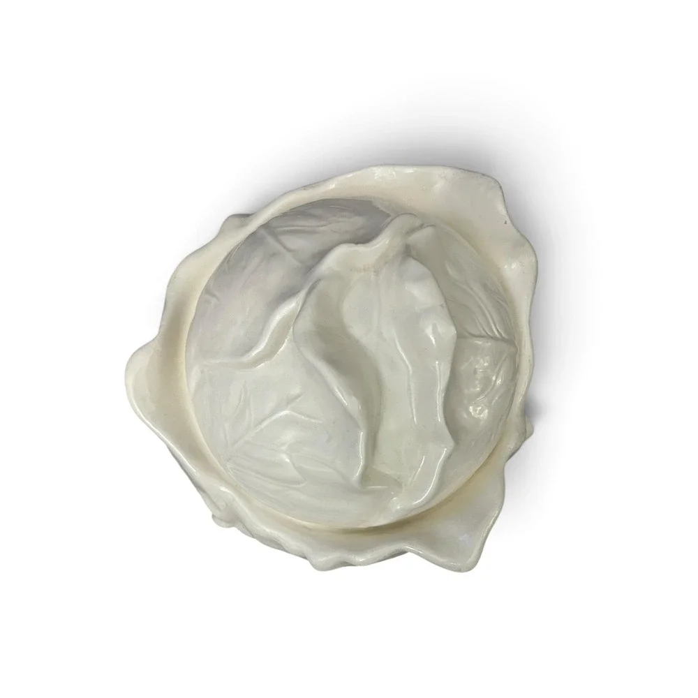 Vintage 1970s Holland Mold White Cabbage Head Covered Serving Bowl / Tureen