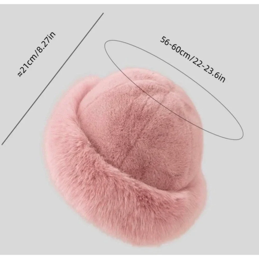 NEW Mongolian Fluffy Furry White‎ Faux Fur Luxury Ear Coverage Bucket Beanie Hat