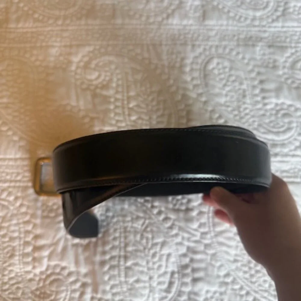 men prada leather black belt size42