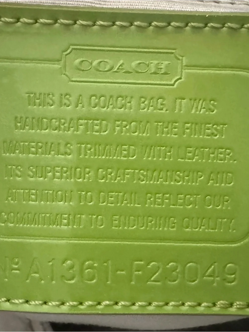 Coach straps green cream