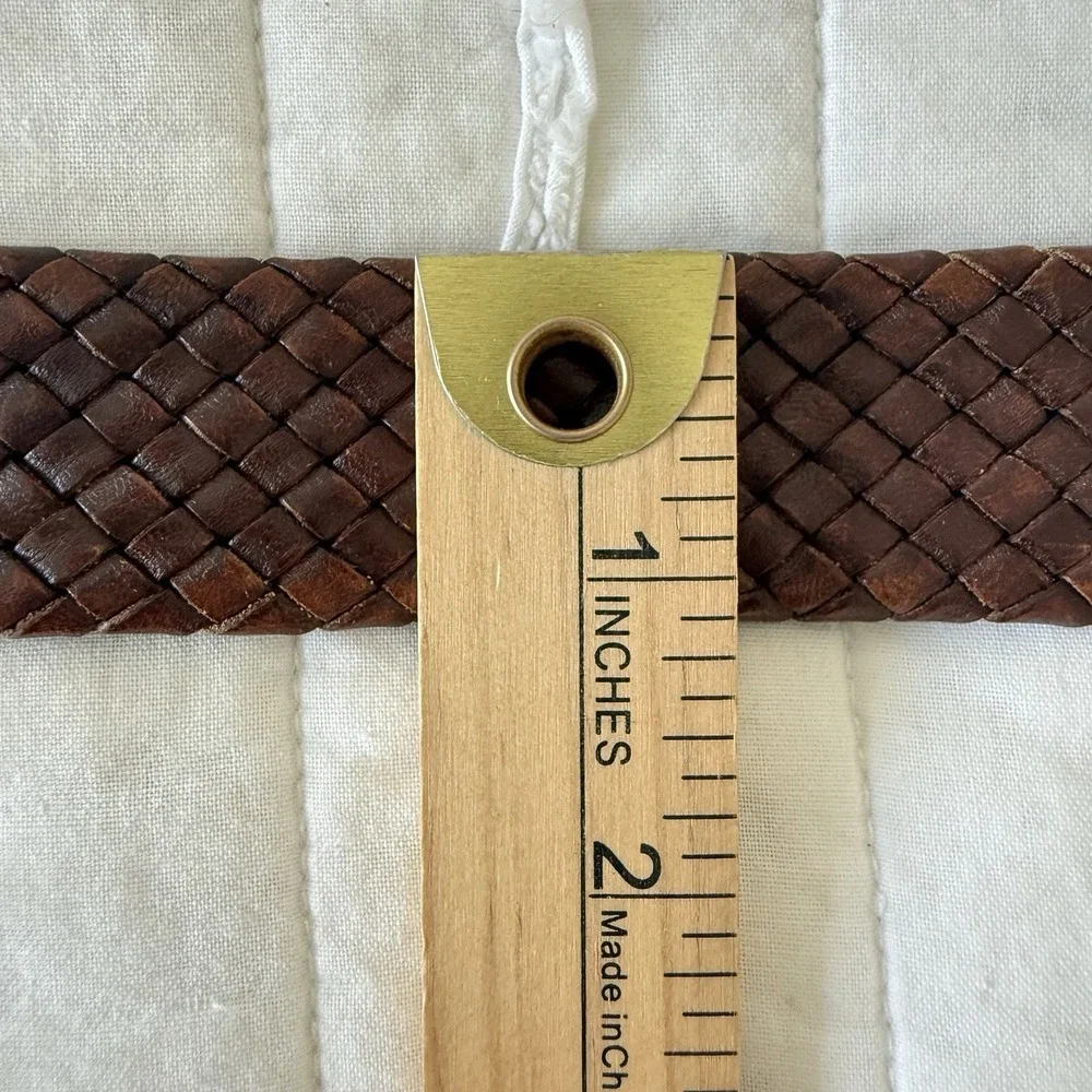 Trafalgar Braided Brown Leather Belt Mens 38 Brown Woven Dress Casual 49