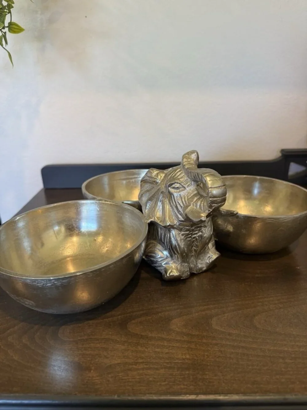 3 Bowl Server Elephant Metal Aluminum by Aspen Home
