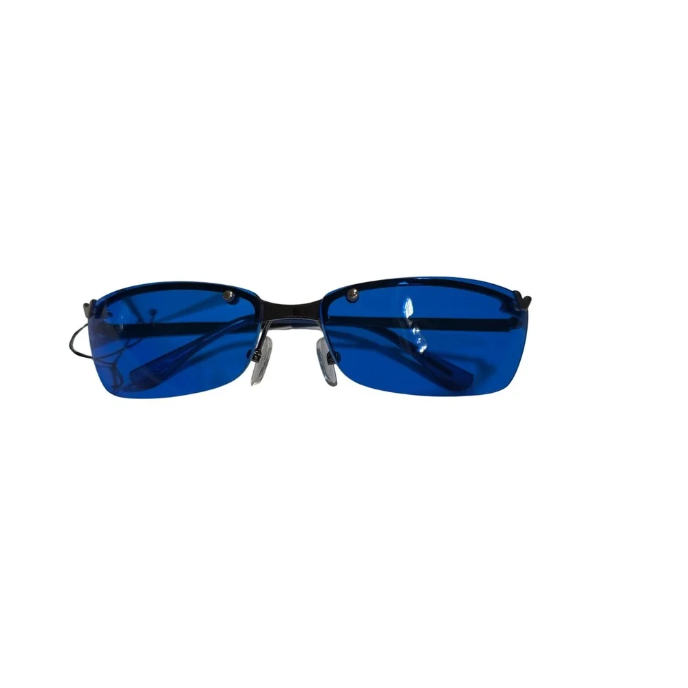 VINTAGE 90s Y2K Blue Tint Rimless Sunglasses