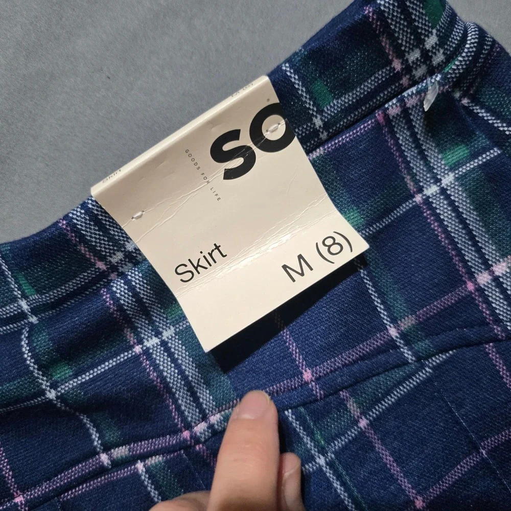 SO Knit Pleated Plaid Skort Kids Size 8 Navy Green Pink DG32G004RR