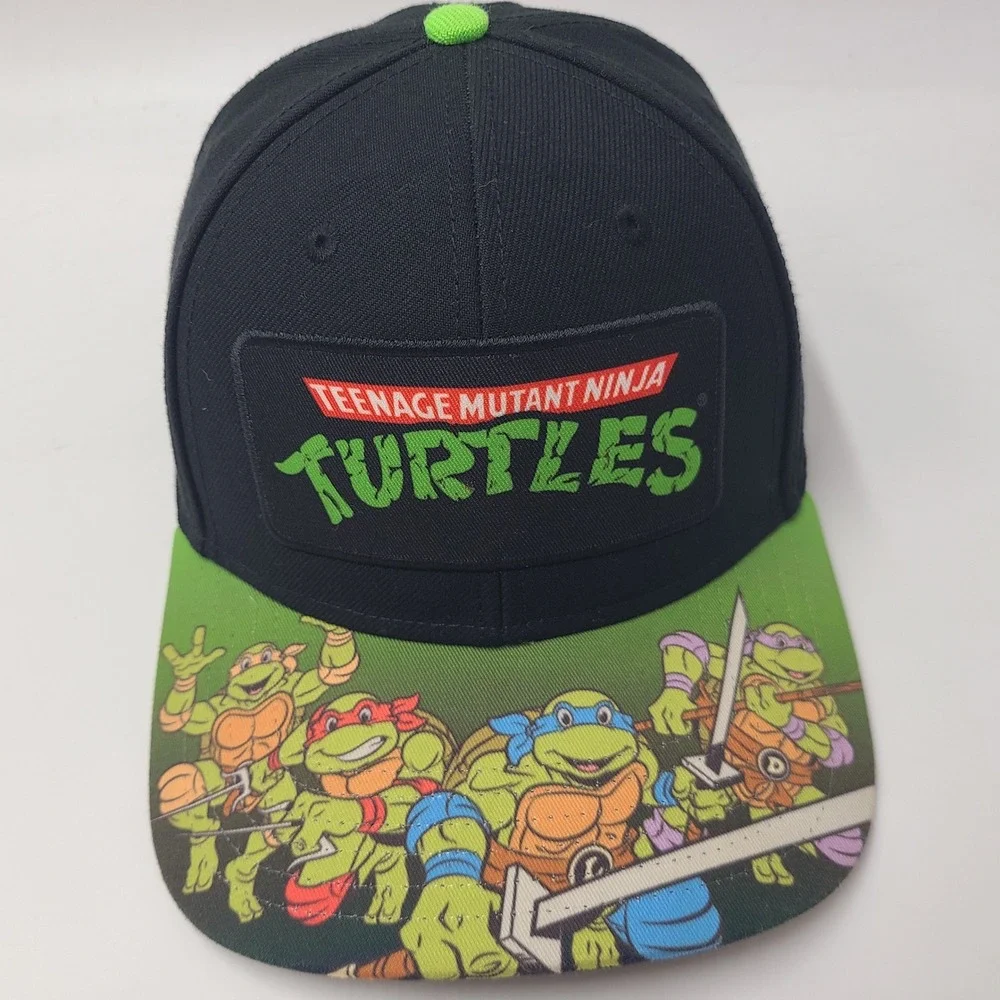 Teenage Mutant Ninja Turtles Hat Snapback Nickelodeon Black Green TMNT Logo Men