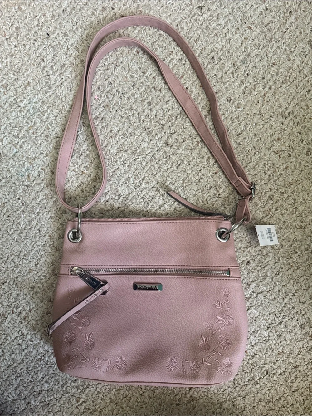 Rosetti Blush Pink Floral Embossed Crossbody Bag