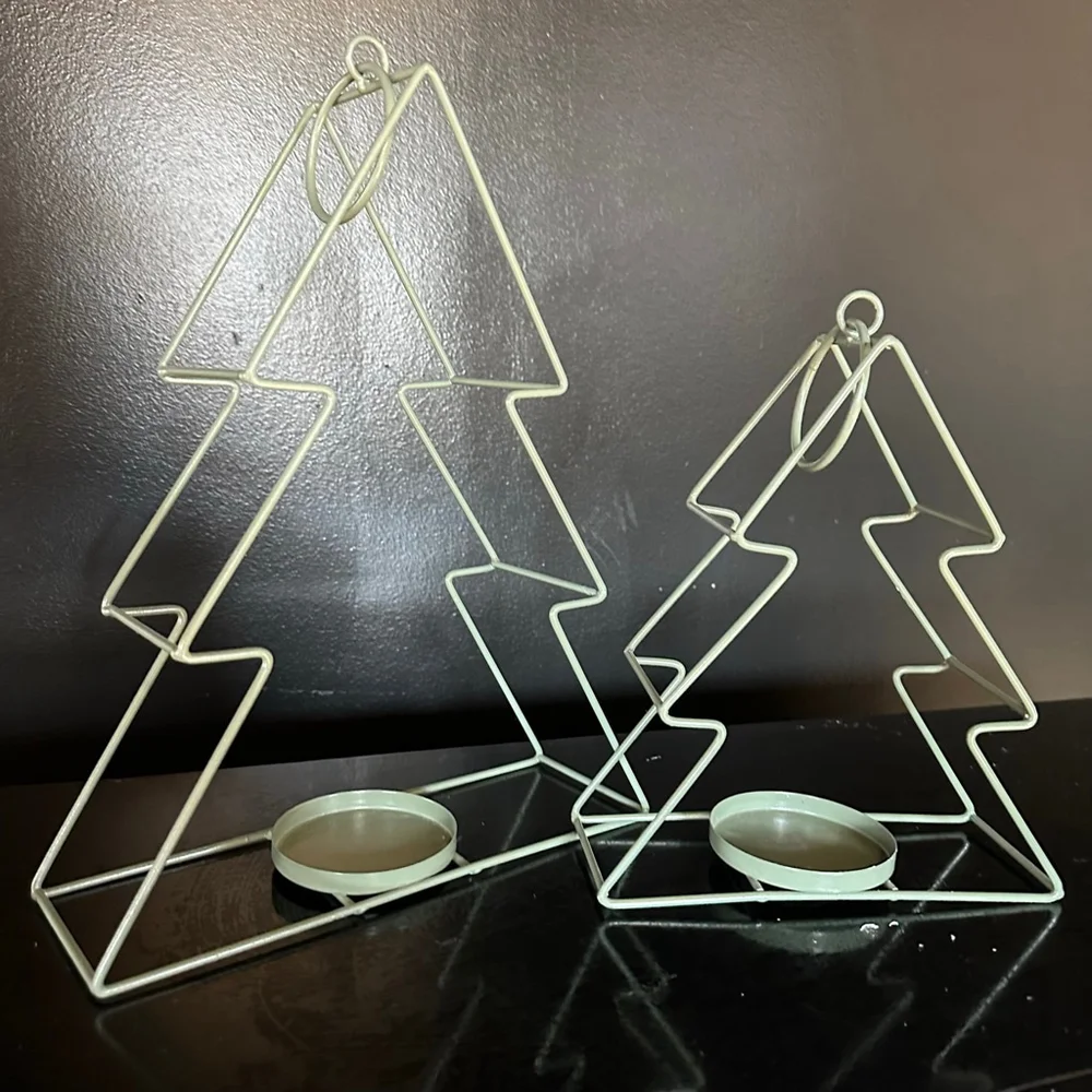Green Christmas Tree Candle Holders
